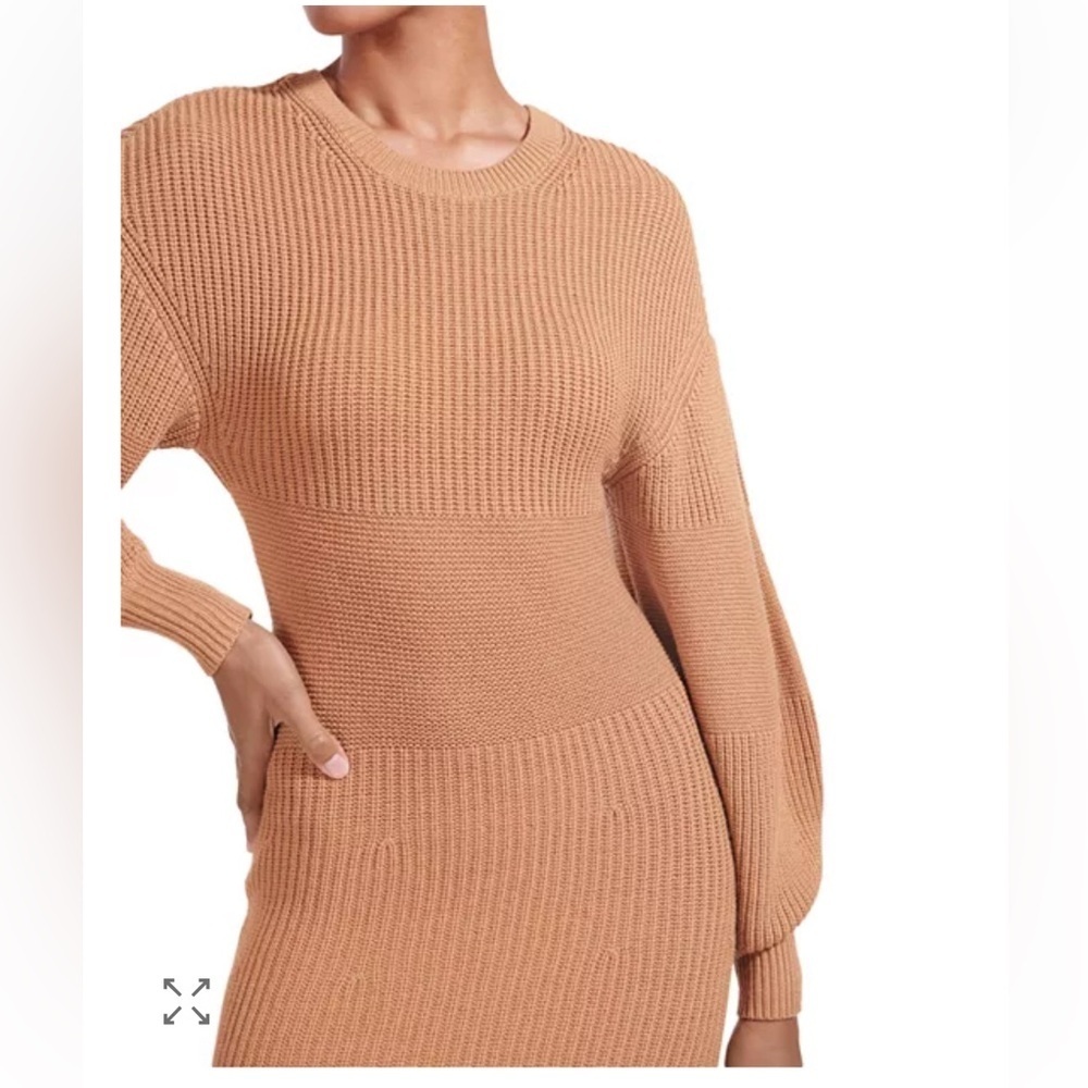 Staud Knit Marylebone Chic Long Sleeve Tan Knit Dress sz XS - Picture 3 of 10